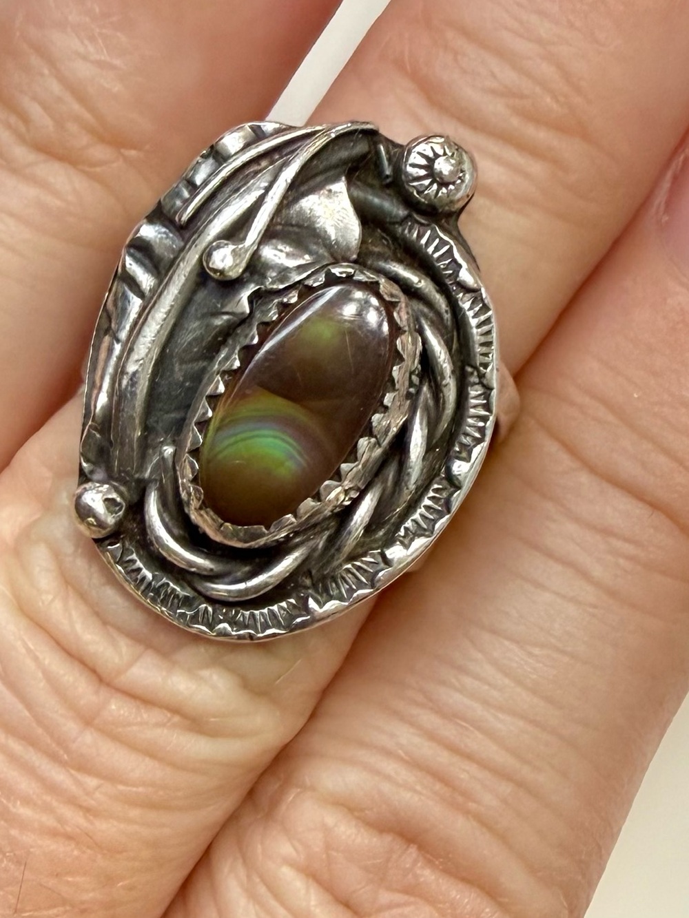 Vintage Sterling Silver Mexican Fire Agate Ring - Size 6
